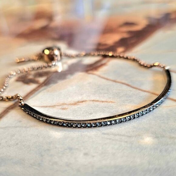 Michael Kors Pave Bar Slider Rose Gold Slider Bracelet. - Picture 2 of 10